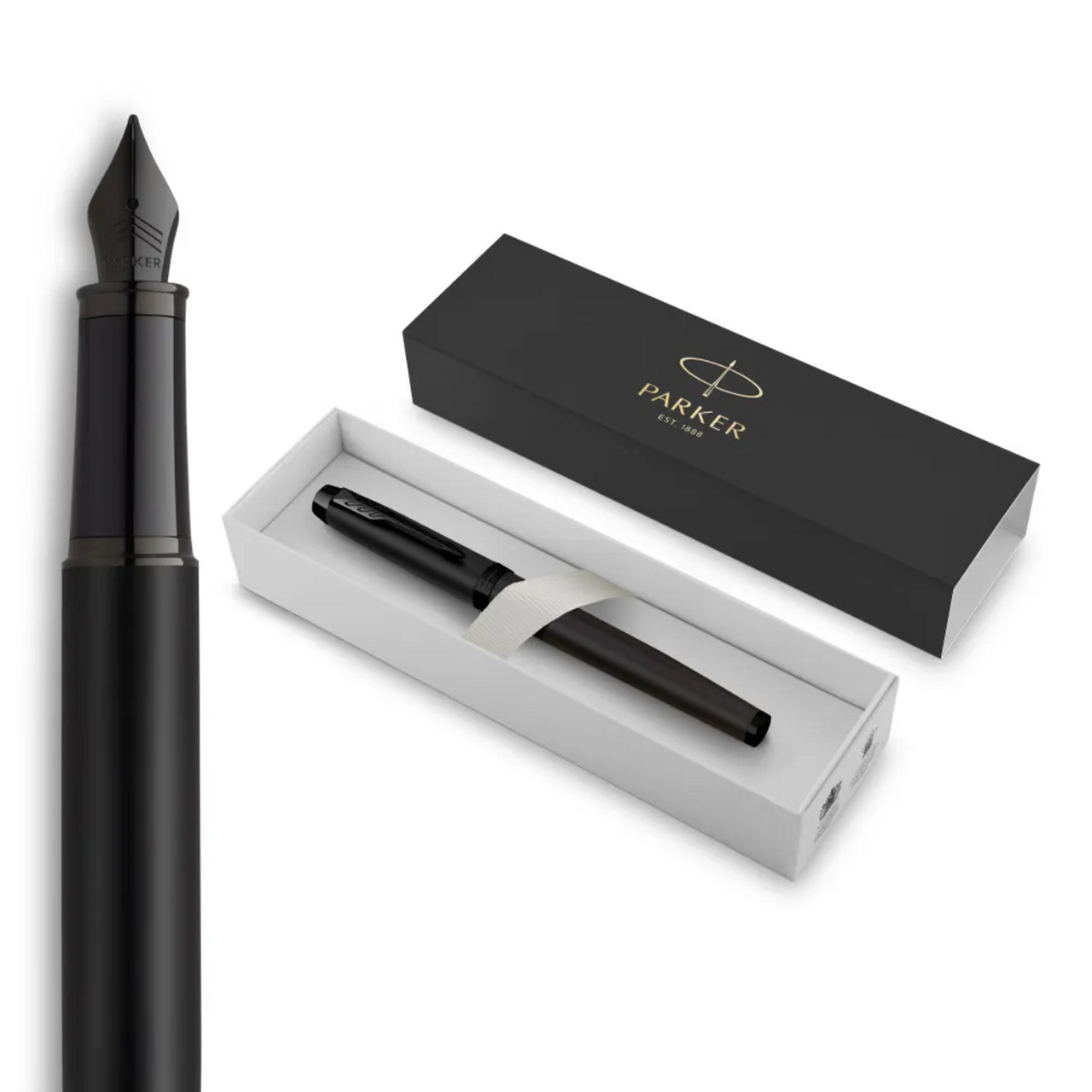 Pluma Fuente Parker IM Negro Matte BT Tinta Azul
