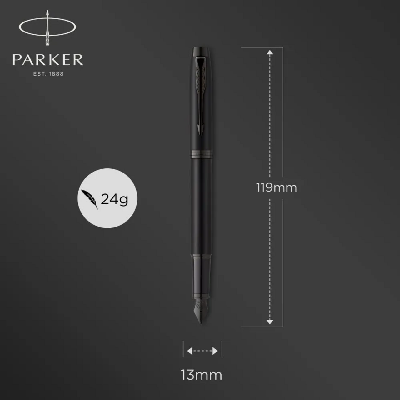 Pluma Fuente Parker IM Negro Matte BT Tinta Azul