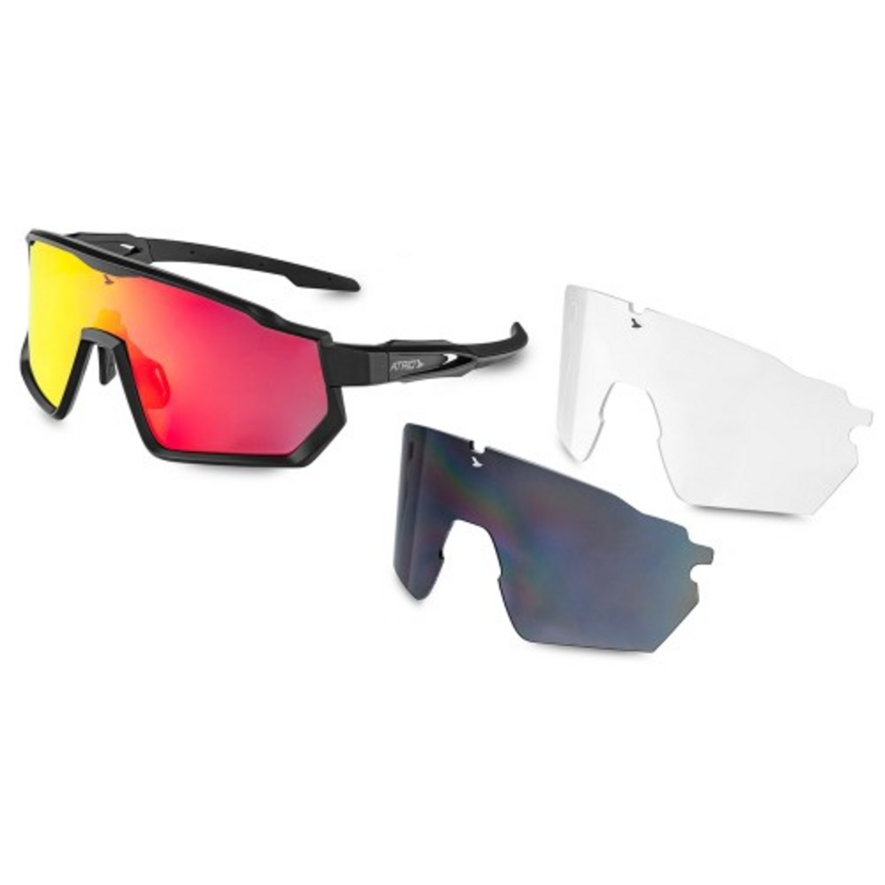 Kit 3 Lentes Ciclismo Atrio Uv400 Rojo/Negro Bi233