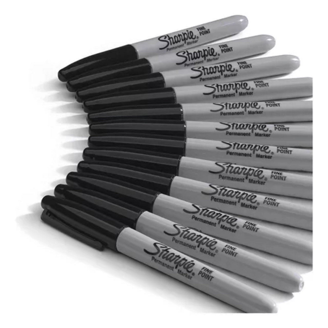 Marcador Permanente Sharpie Punta Fina Negro Caja X12+2