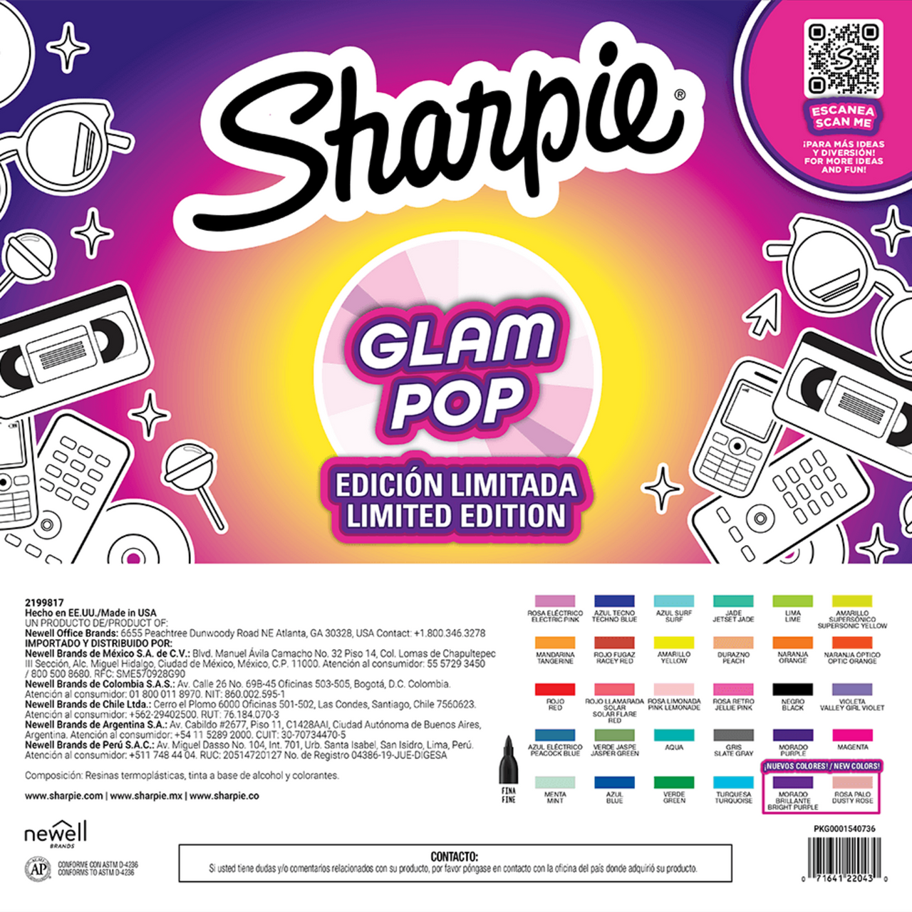 Ruleta Sharpie Glam Pop 30 Marcadores Edicion Limitada