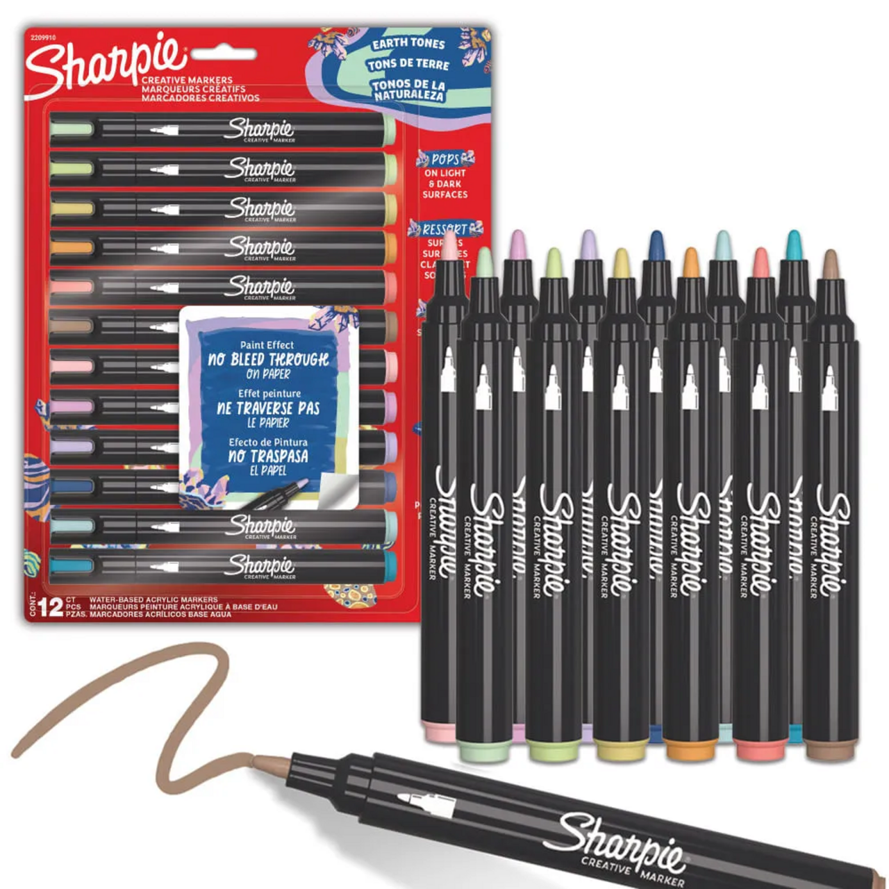 Set Lapices Acrilico Sharpie 12 Tonos Naturaleza Punta Bala