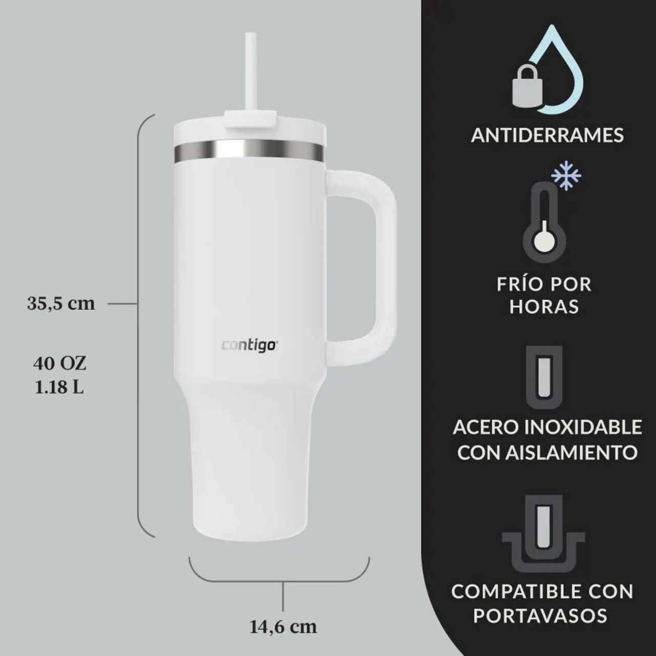 Vaso Tumbler Contigo Streeterville 1182 ml Frio Blanco