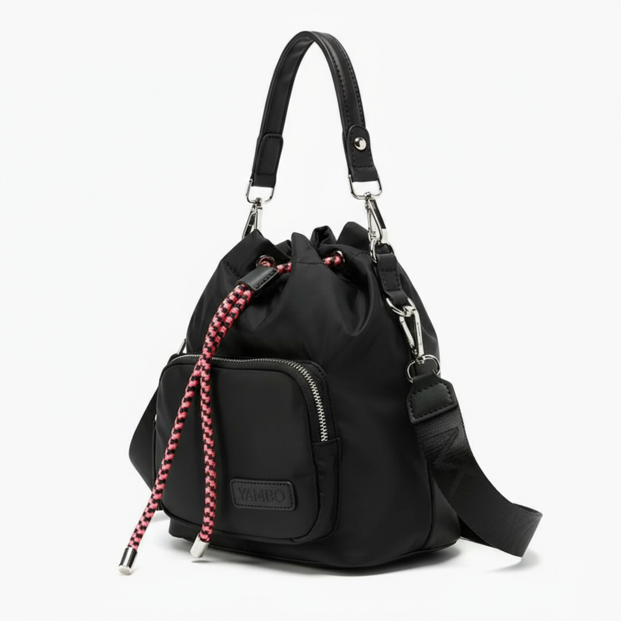 Cartera Yambo Bucket Negro Rojo YB080