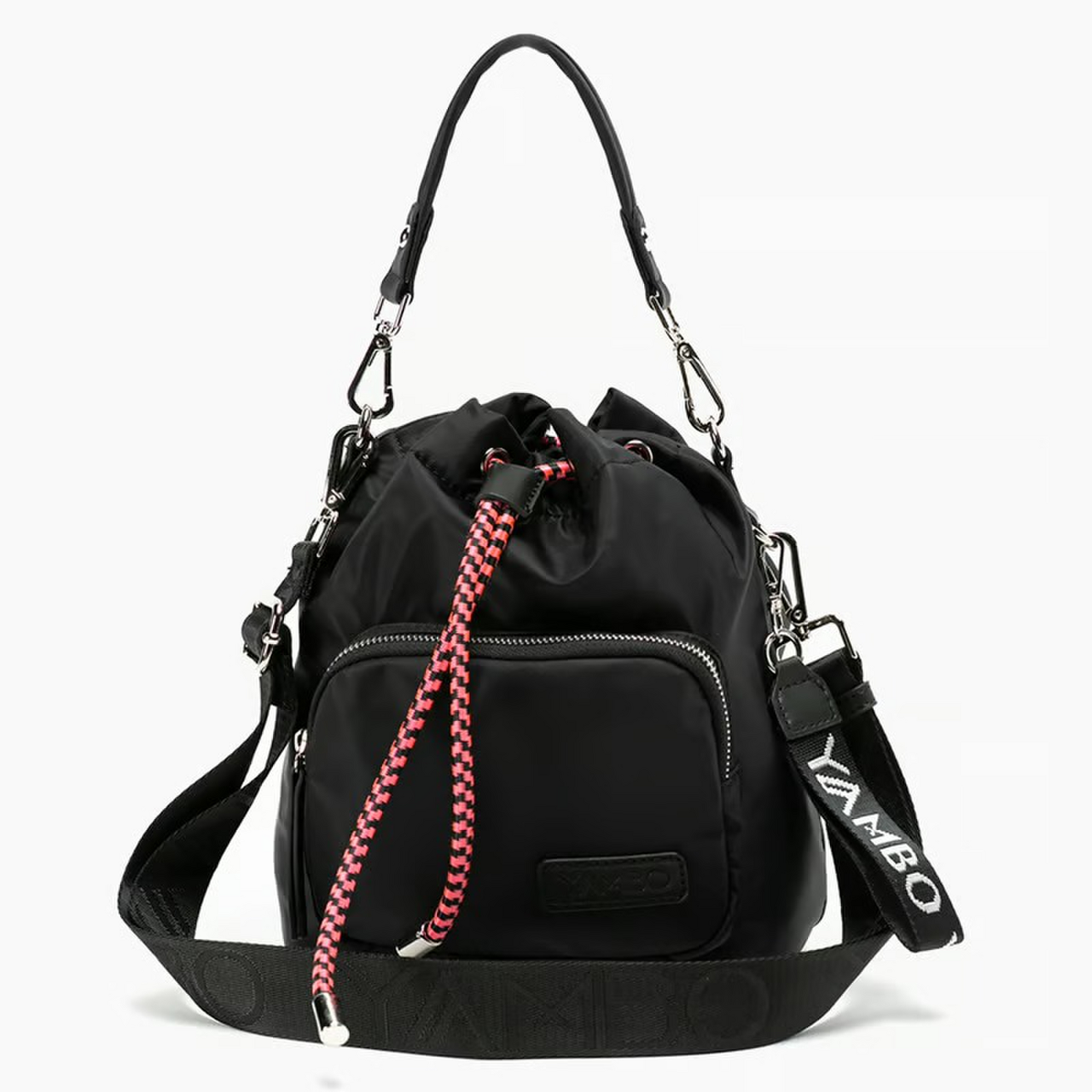 Cartera Yambo Bucket Negro Rojo YB080