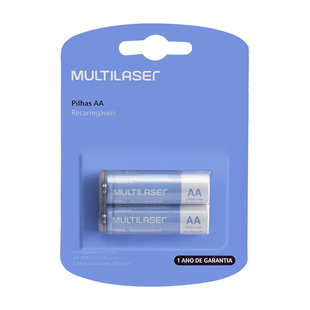 2 Pilas Recargables AA Multilaser 2500 mAh